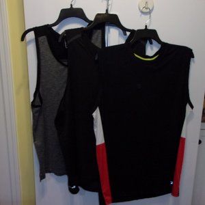 Three (3) Men's Sleeveless Tank Shirts, Variety of Blacks, XL.